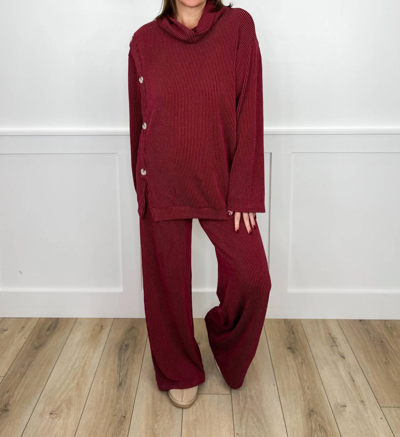 Soft Moments High-rise Ribbed Wide Leg Pants Set