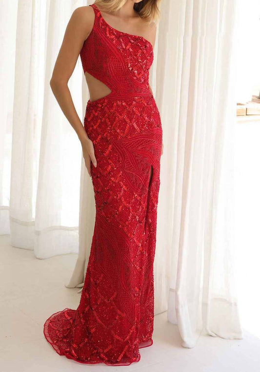 Floor-length One-shoulder Prom Dress