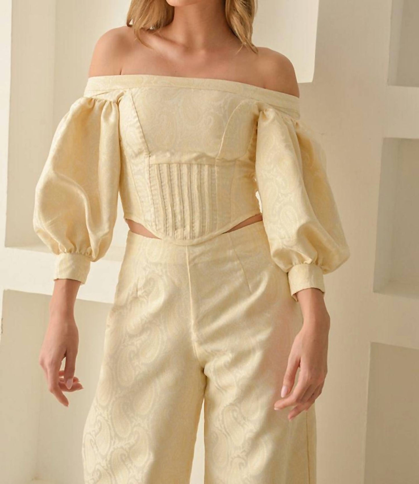 Valencia Off-shoulder Corset Top And Pant Set