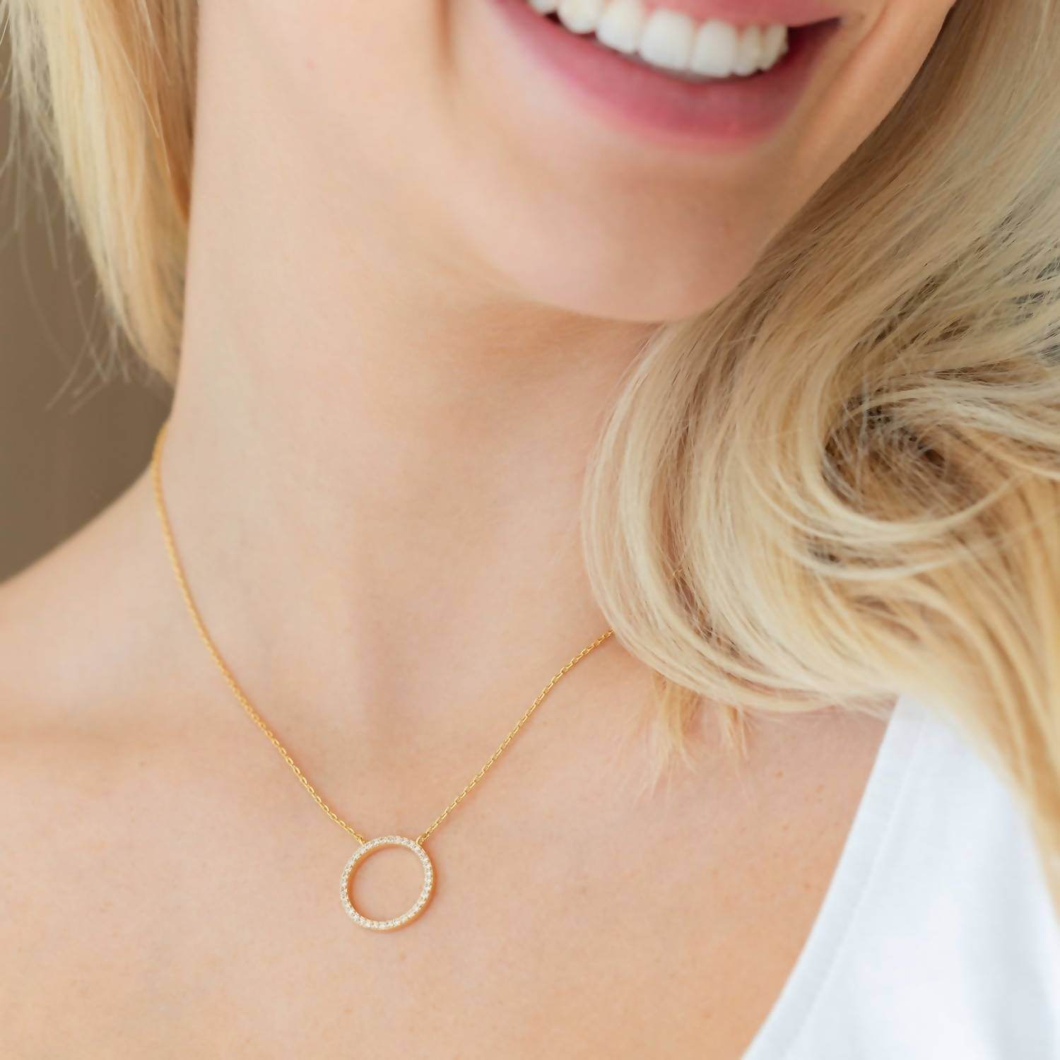 Splendid Iris - Women's Open Pave Circle Pendant Necklace - Rack Hunt -