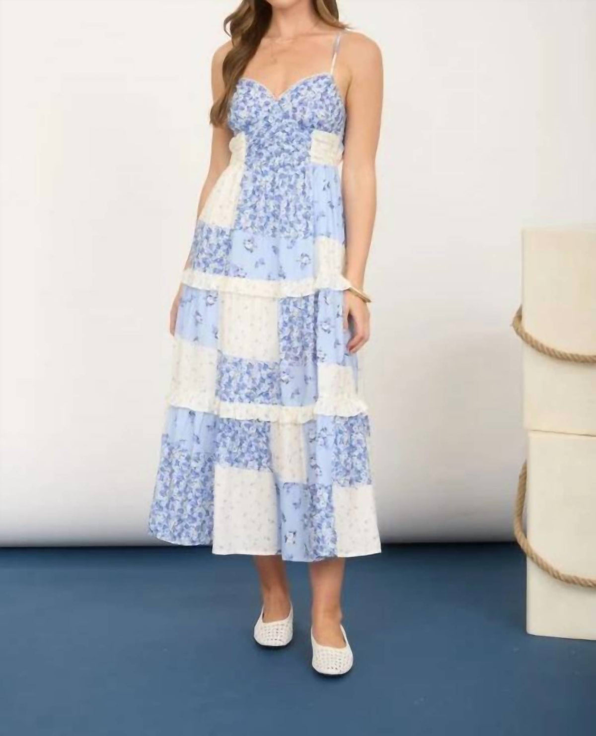 Pattern Spaghetti Strap Midi Dress