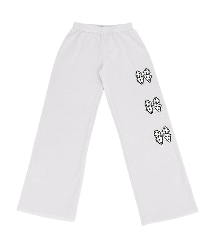 Girl's Polka Dot Bow Trio Wide Leg Sweatpants