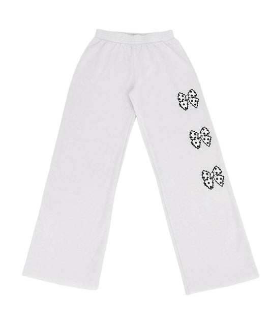 Girl's Polka Dot Bow Trio Wide Leg Sweatpants