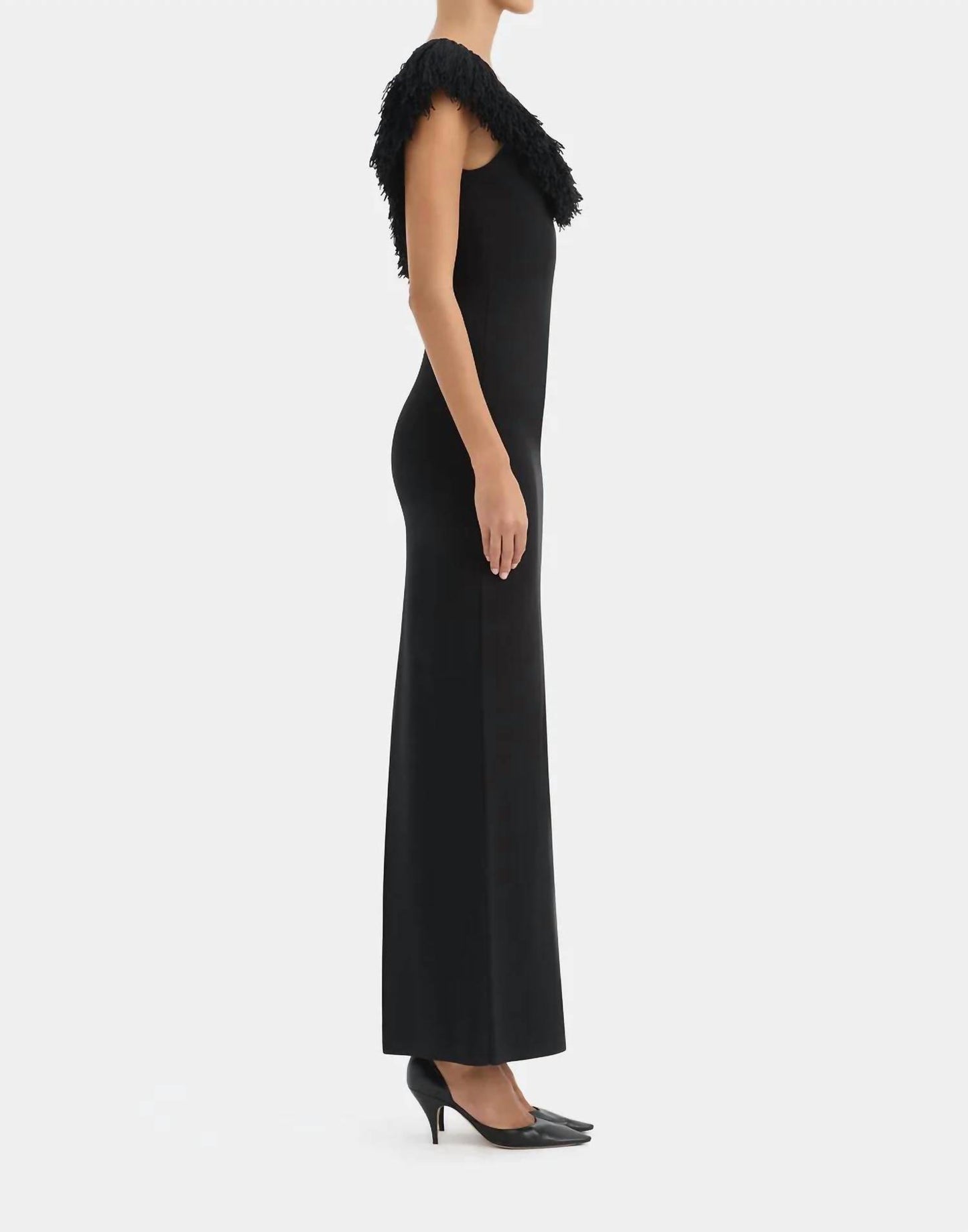 MARCELLINE FRINGE SCOOP BACK GOWN