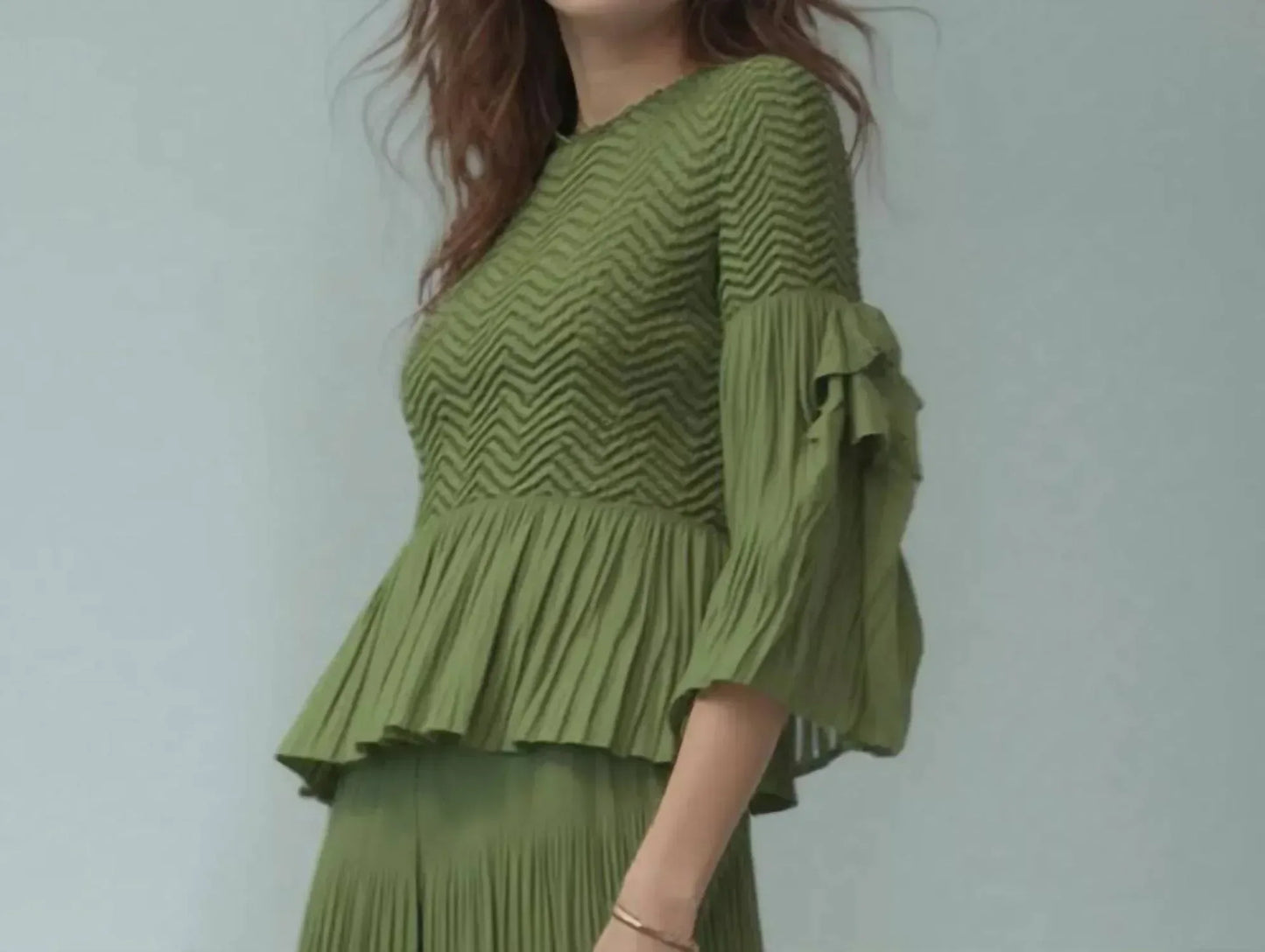 Ellyndale - Pleating Blouse Top With Tuck Sleeve - Rack Hunt