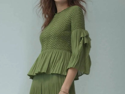 Ellyndale - Pleating Blouse Top With Tuck Sleeve - Rack Hunt