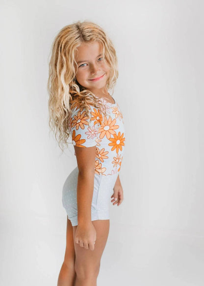 Retro Flower Dance Tumble Gymnastics Leotard