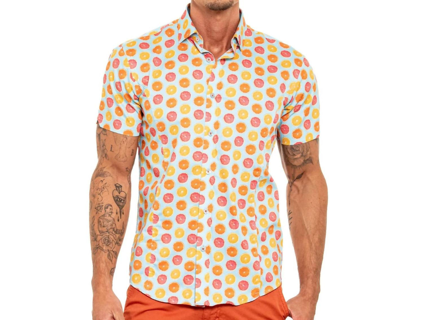 Citrus Squeeze Short Sleeve Button Down Shirt