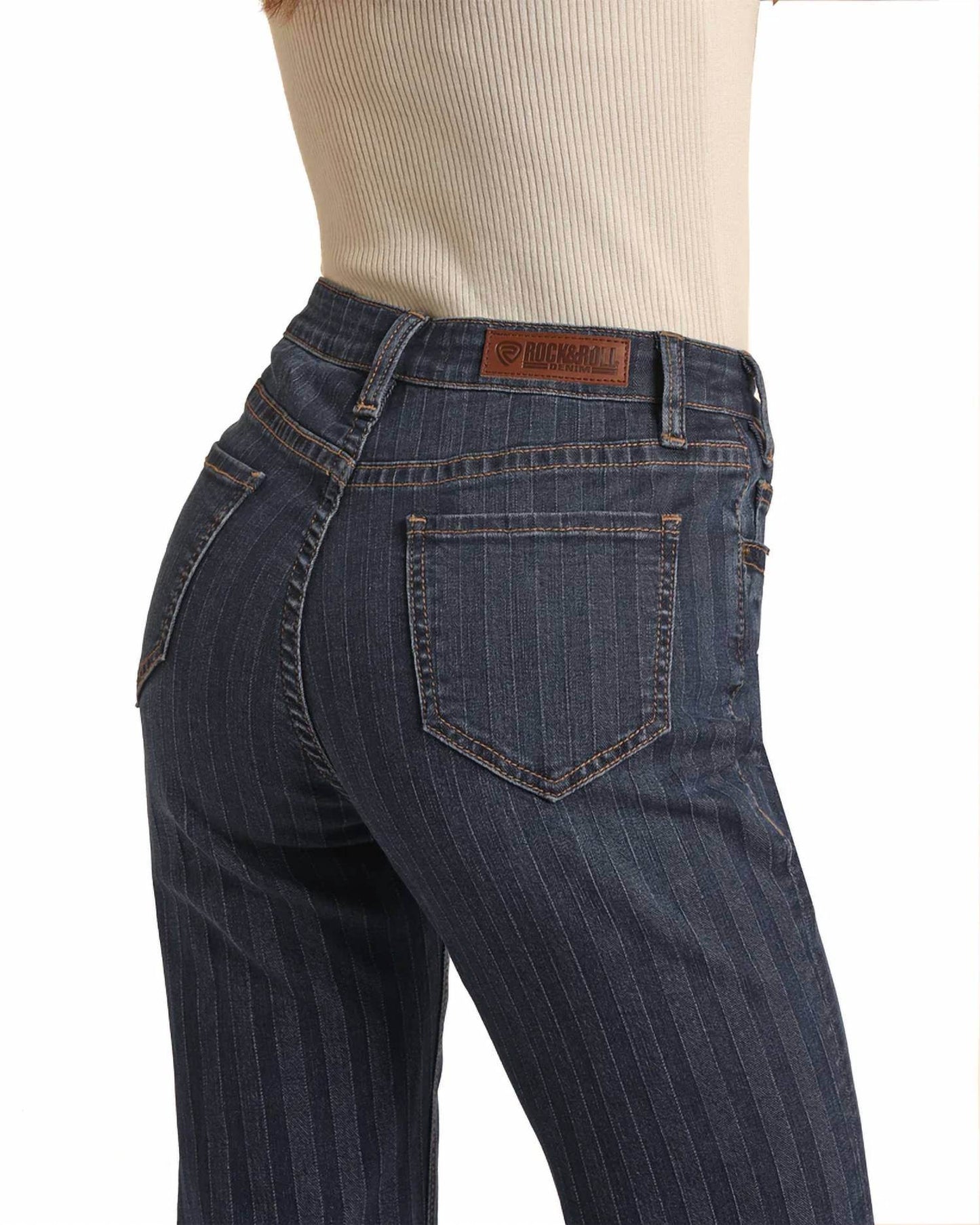Rock & Roll Cowgirl - High-rise Tonal Stripe Boot Cut Jean - Rack Hunt