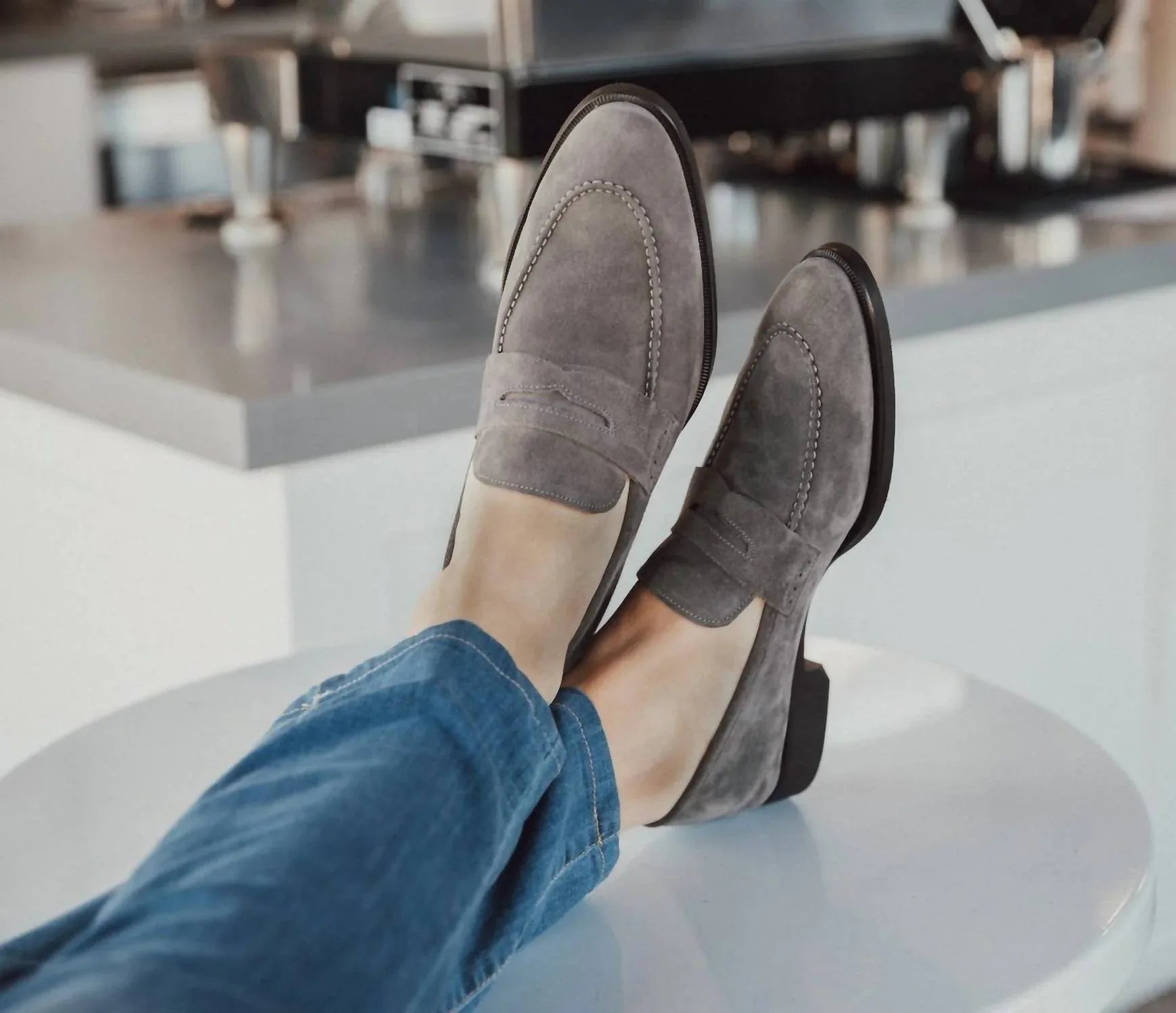 Scarpe di Bianco - Men's Sc524 Velour Peltro Loafers - detail view - Rack Hunt
