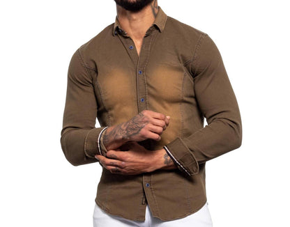 Denim Stretch Button Down Shirt