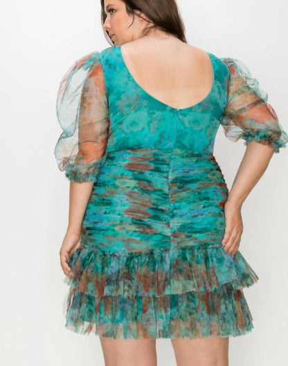 Sheer Puff Sleeve Dress