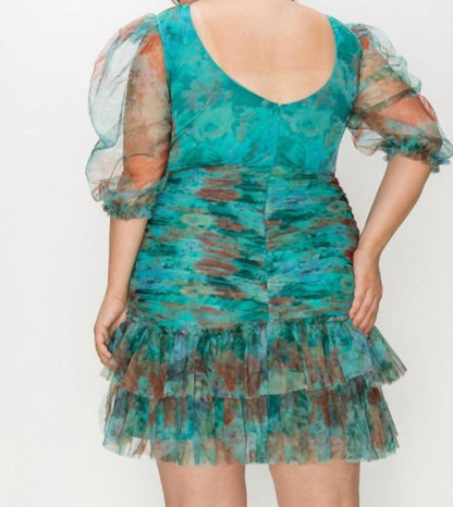 Sheer Puff Sleeve Dress