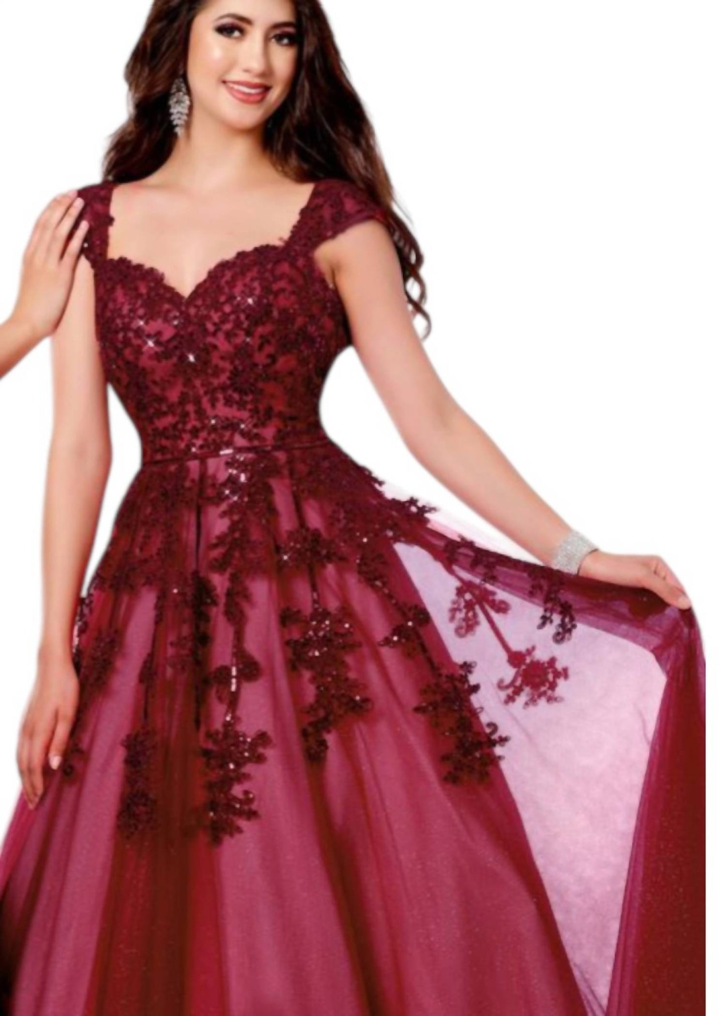 Embroidered Glitter Tulle Dress