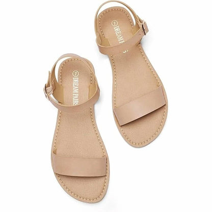 Women's Ankle Strap Open Toe Band Flat Sandals