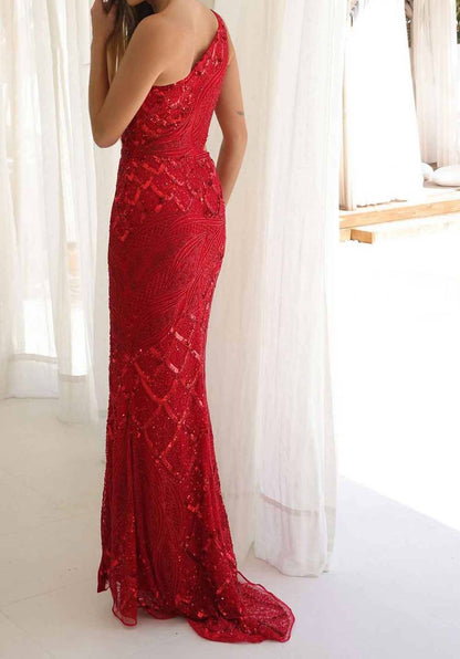 Floor-length One-shoulder Prom Dress