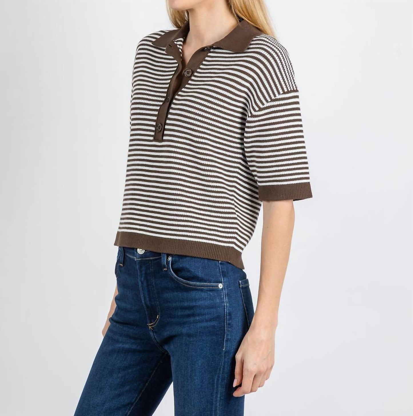 Cathy Stripe Knit Polo