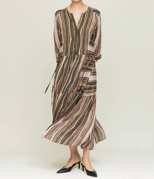 Pearl Double Georgette Shale Print Midi Dress