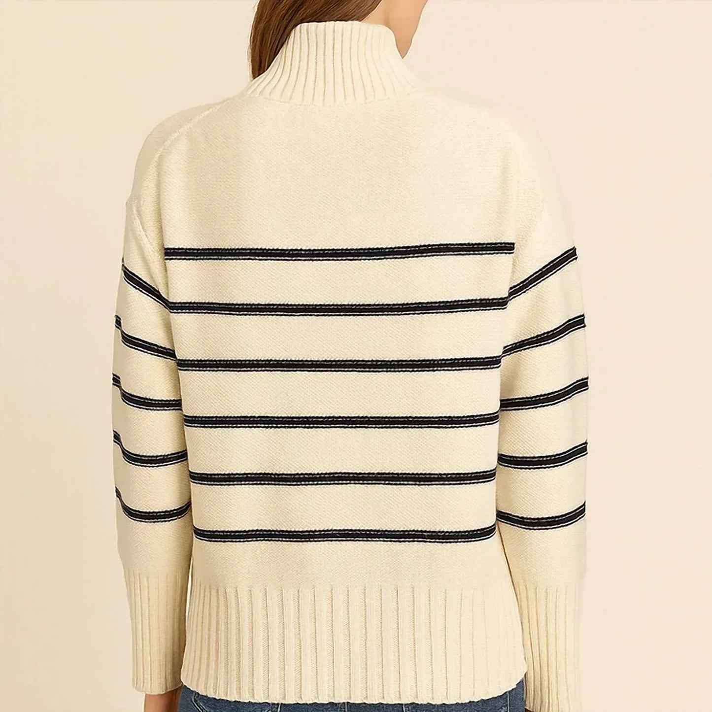Etcetera - Striped Mock Neck Turtleneck Sweater - Rack Hunt