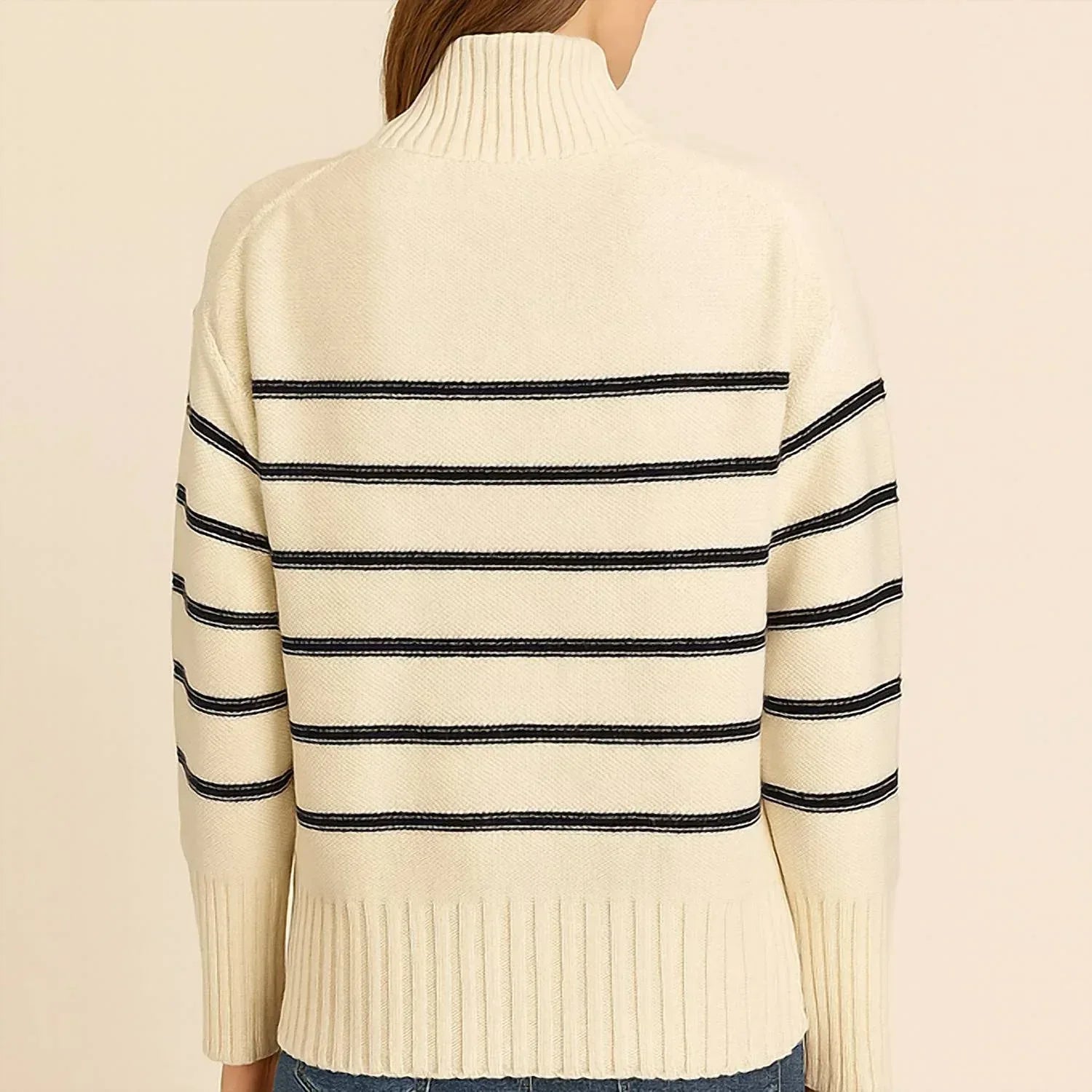 Etcetera - Striped Mock Neck Turtleneck Sweater - Rack Hunt