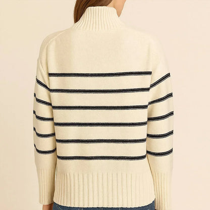 Etcetera - Striped Mock Neck Turtleneck Sweater - Rack Hunt