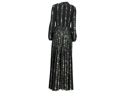 Floral Crepe De Chine Pleated Maxi Dress
