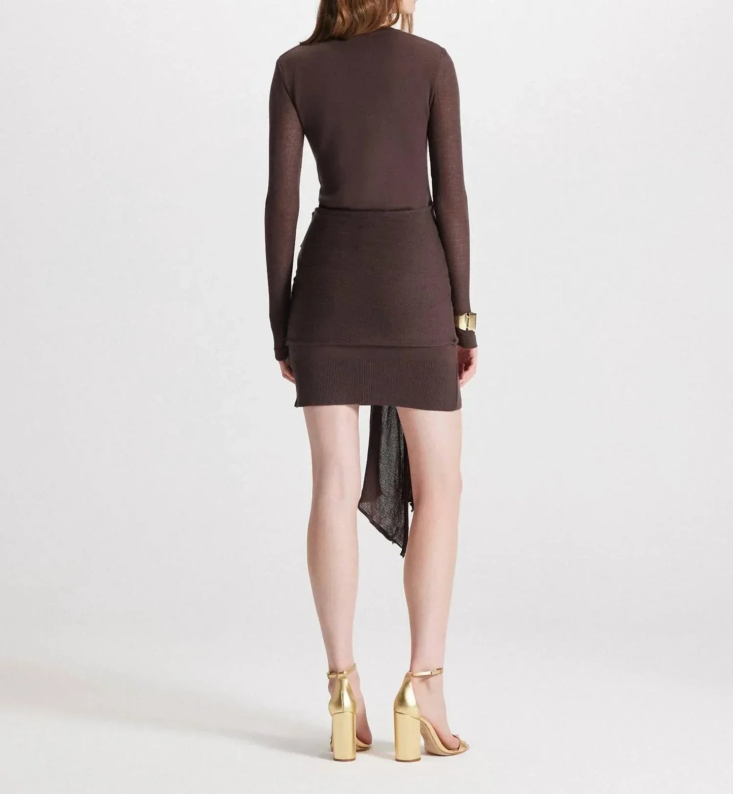 NOMIA - Women's Sheer Sleeve Draped Front Dress - Rack Hunt