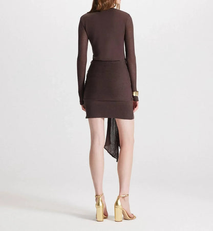 NOMIA - Women's Sheer Sleeve Draped Front Dress - Rack Hunt