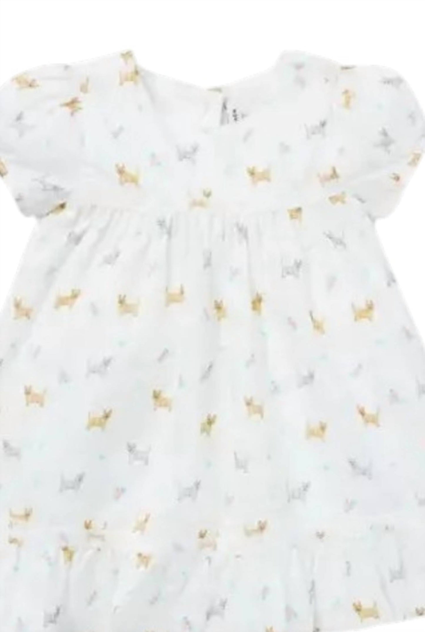 Girls Dogs Ruffle Collar Short Sleeve Dress