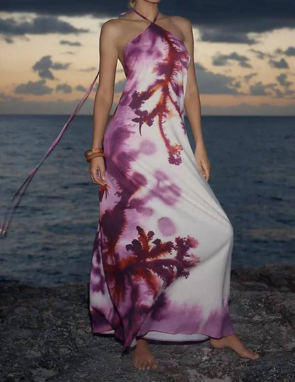 Halter Linen-cotton Maxi Dress
