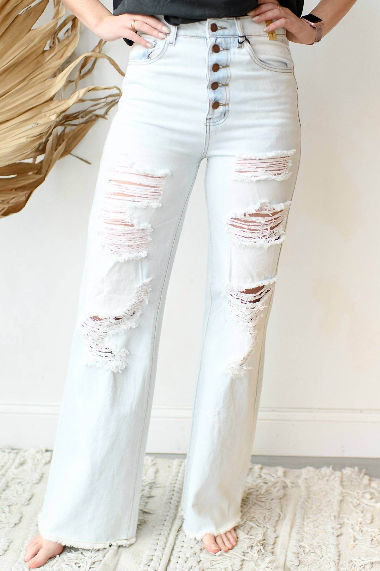 VIBRANT - Give Me 5 Button Up Wide Leg Jeans - Rack Hunt -