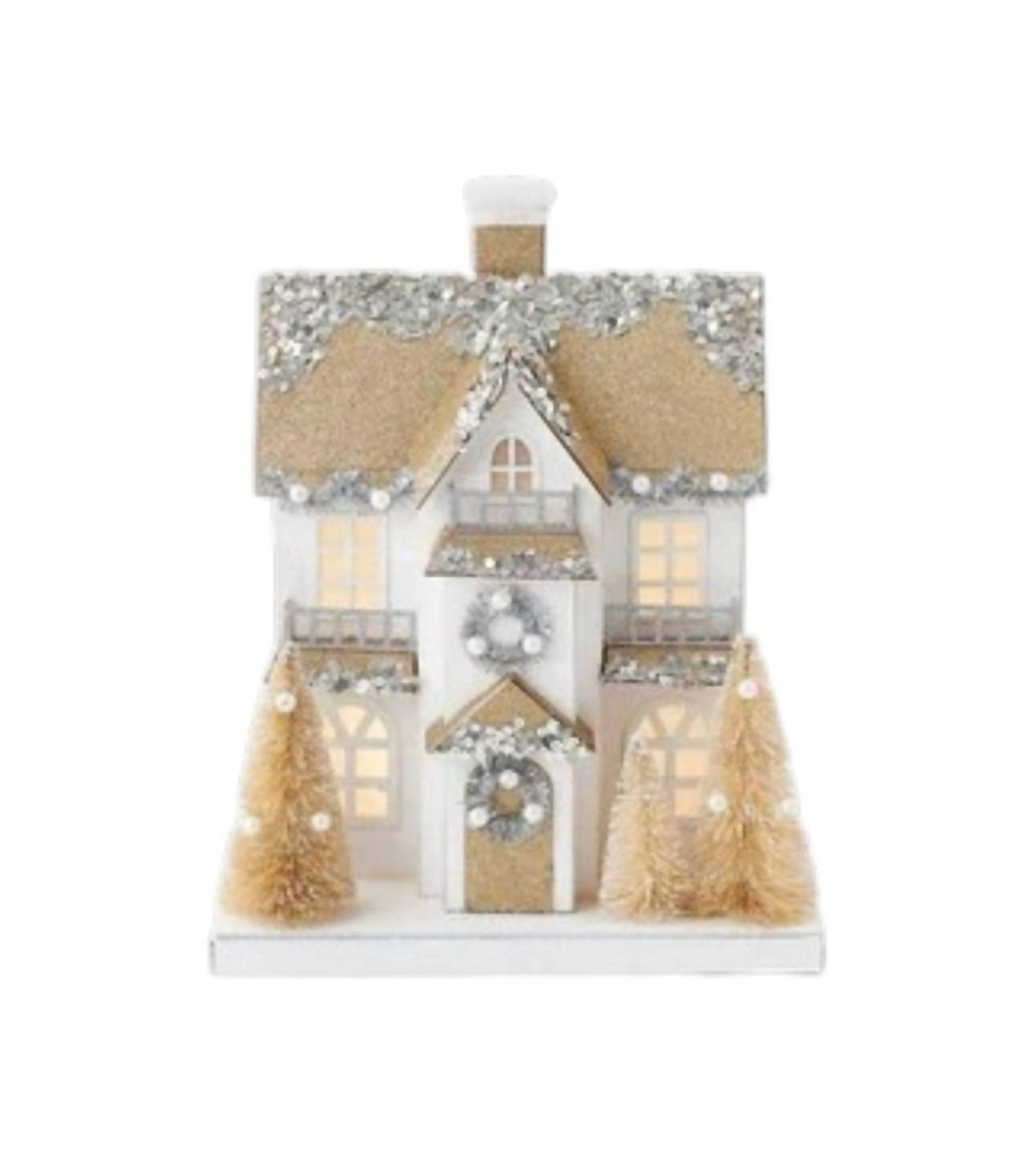 Lighted Holiday House and Church