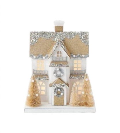 Lighted Holiday House and Church