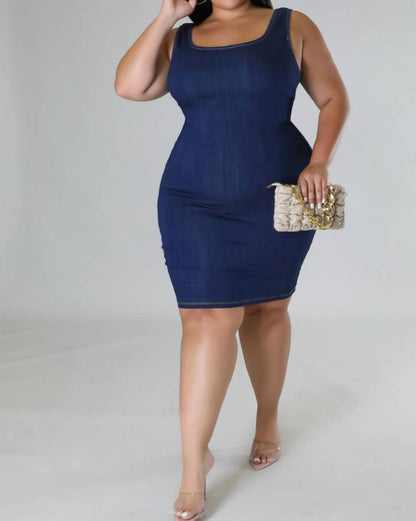 Dark Denim Dress - Plus