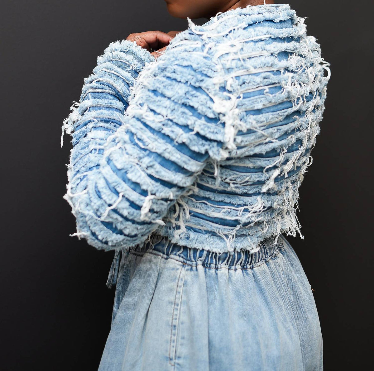 Distressed Denim Crop Jacket