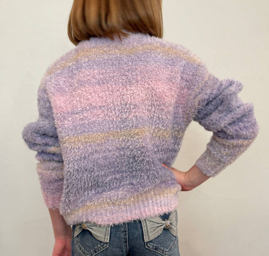 Plush Knit Sweater With Scarf