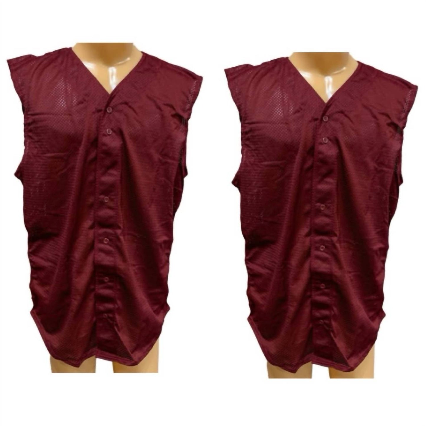 Unisex - Button Down Baseball Mesh Jersey Tank Top Vests - 2-Pack