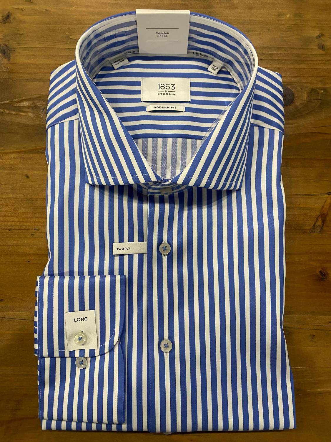 Eterna - Men's Striped Satin Weave Shirt - Rack Hunt -