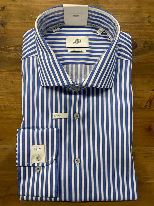 Eterna - Men's Striped Satin Weave Shirt - Rack Hunt -