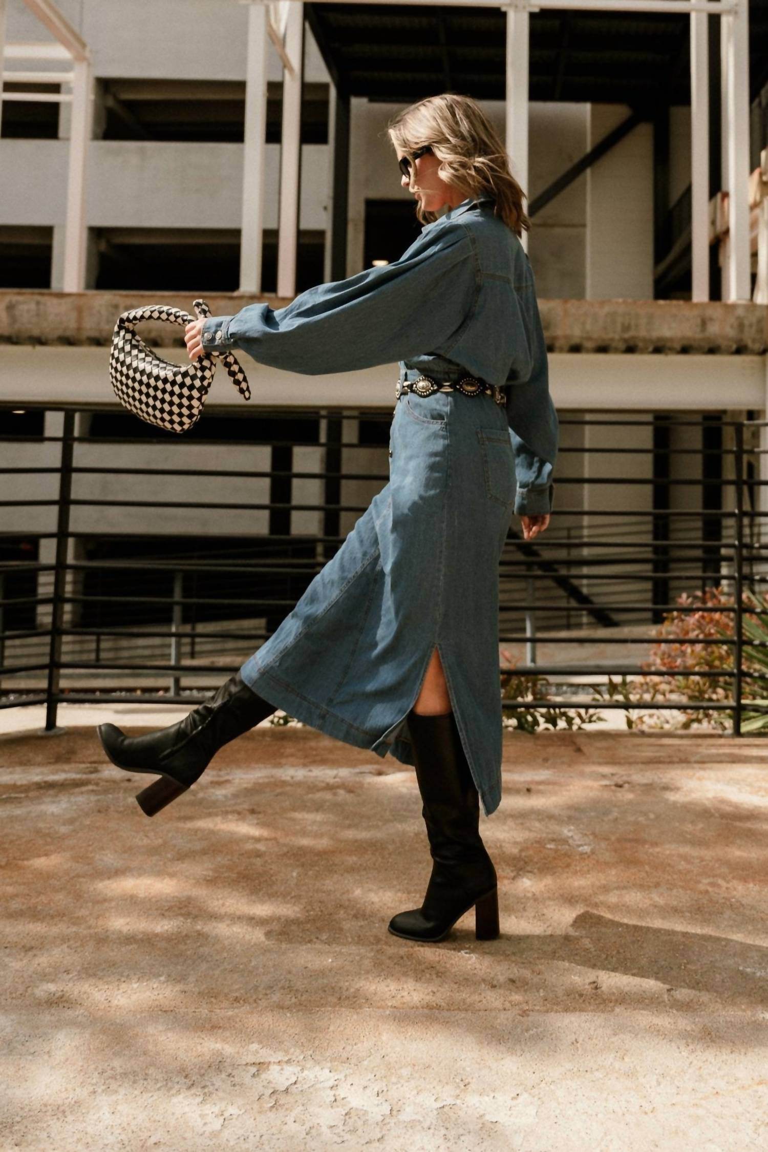 How Very Loved - Tianna Denim Midi Dress - Rack Hunt -