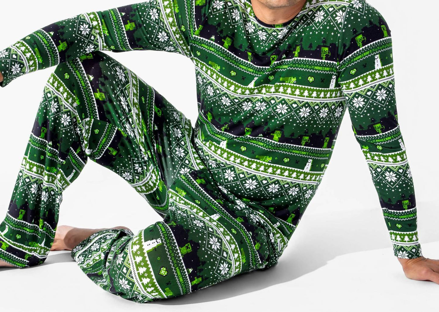 Men's Minecraft Creeper Holiday Bamboo Pajama Set