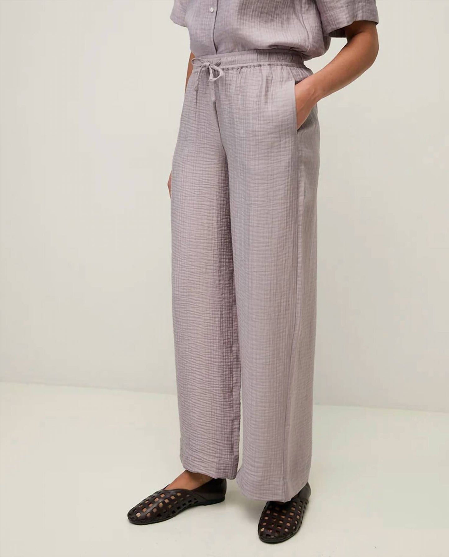 Greta Flowy Wrinkle Effect Wide Leg Pants