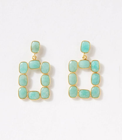Women's Rectangular Gemstone Bezel Earrings