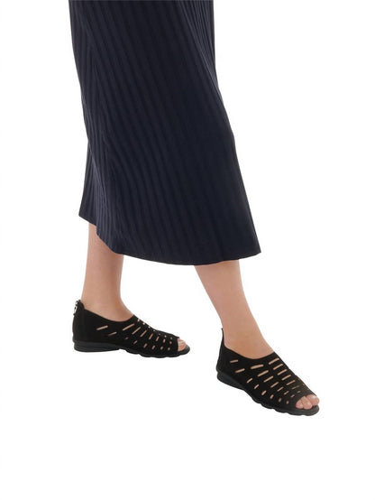 Women's Christos Leather Flats Zip Back Shoes