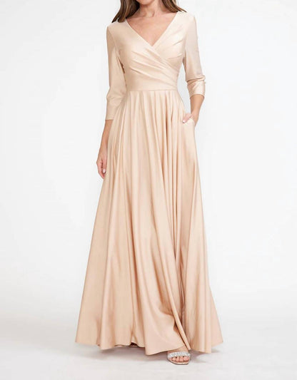Mother Of The Bride Dress 3/4 Sleeve Gown