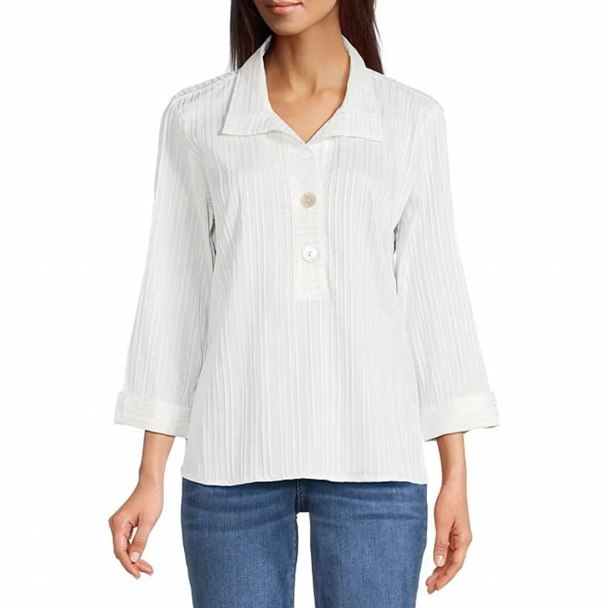 3/4 Sleeve Button Front Placket Shirt