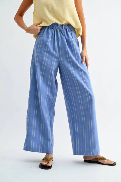 Pinstripe Wide-leg Trousers