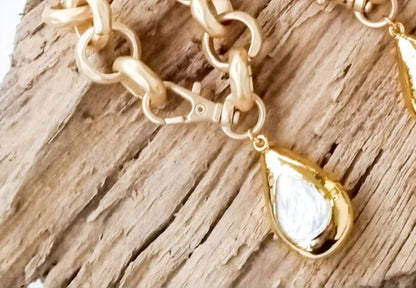 Women's Jumbo Hammered Rolo Pearl Bracelet