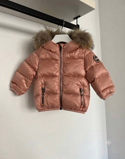 Girls Baby Doll Down Coat With Fur