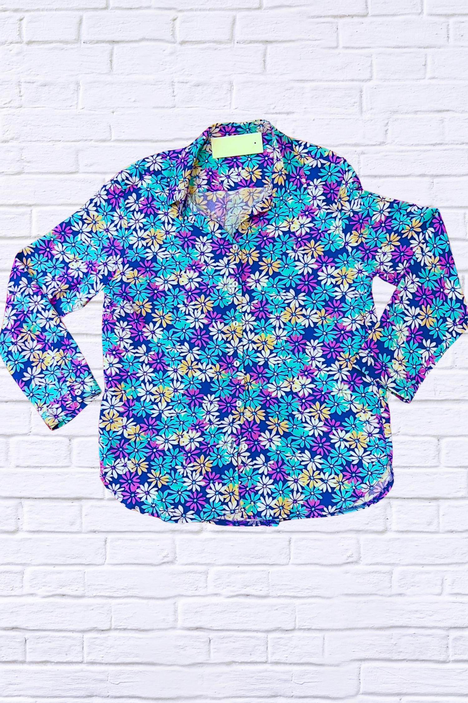 Diva USA - Daisy Floral Collared Long Sleeve Shirt - Rack Hunt -